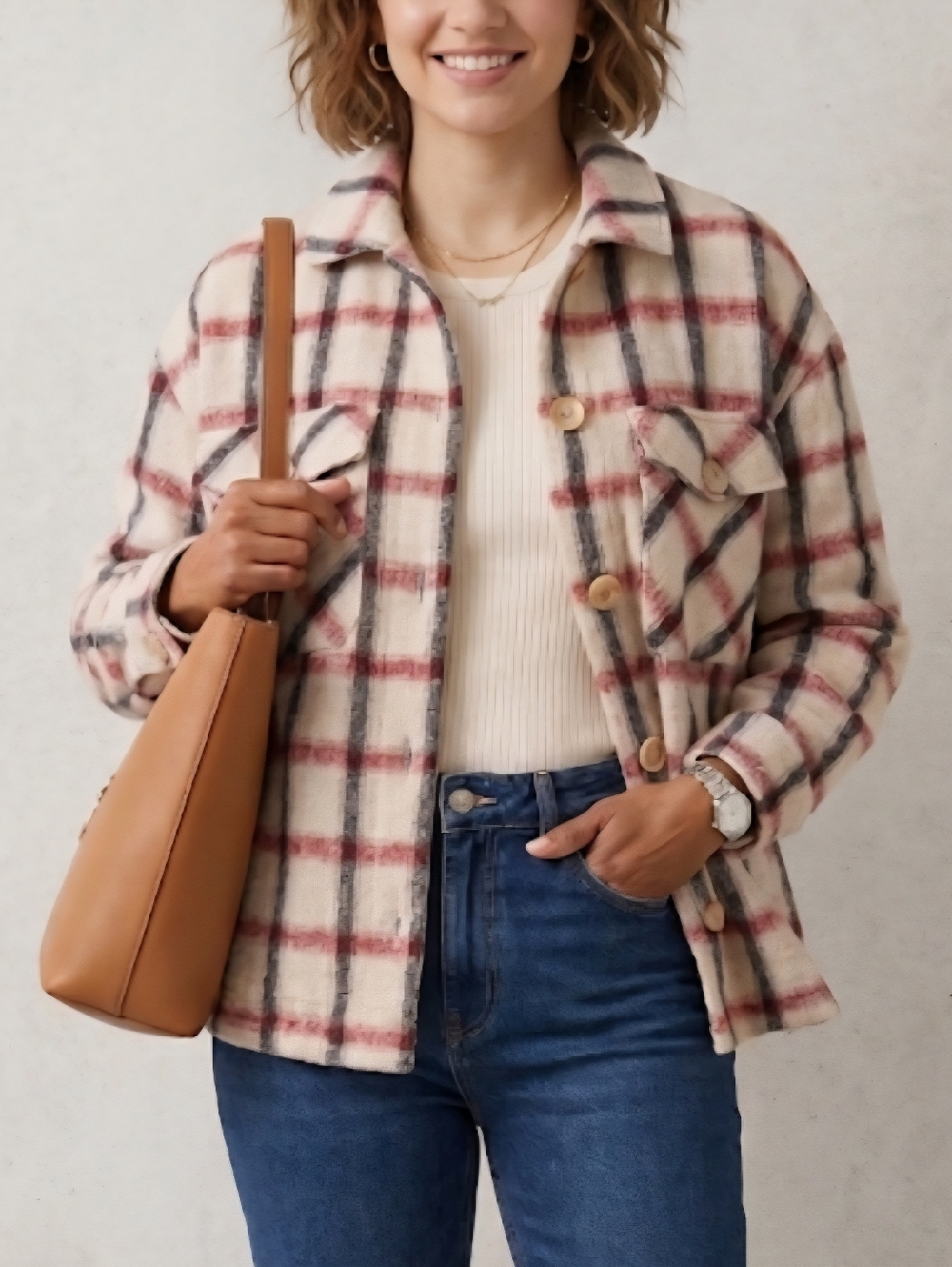 ZARA Plaid Lightweight Jacket – Italian Fabric – Size S